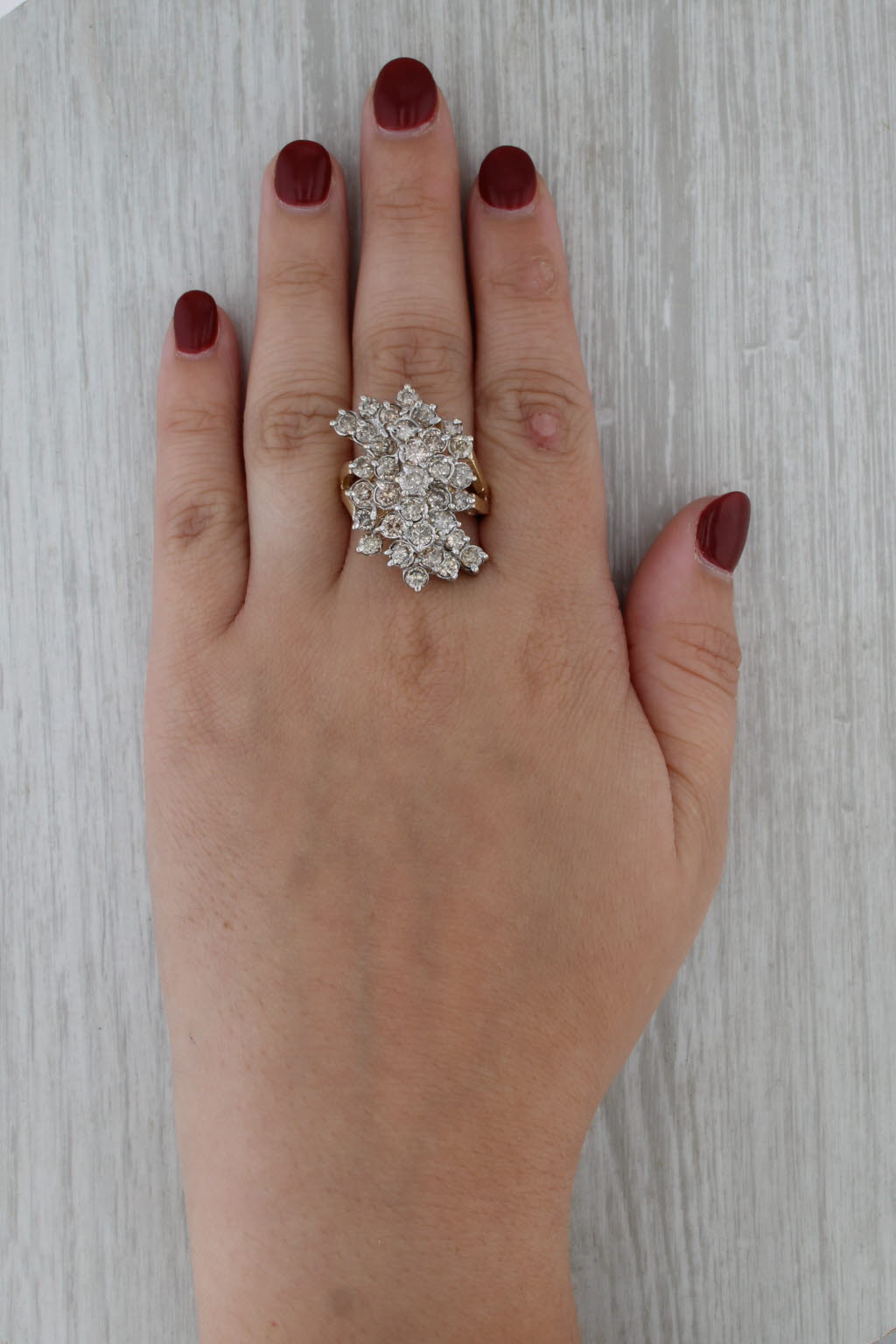 5ctw Brown Diamond Cluster Cocktail Ring 14k Yellow Gold Size 8.5