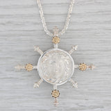 Tagliamonte Medusa Ships Wheel Brooch Pendant Necklace Sterling Silver 14k Gold