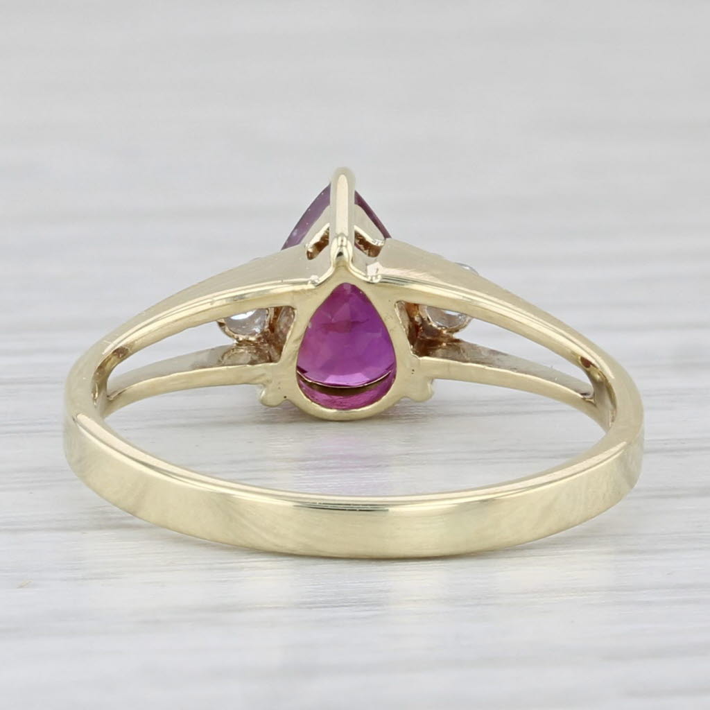 Light Gray 1.35ctw Pear Ruby Diamond Ring 14k Yellow Gold Size 6.5