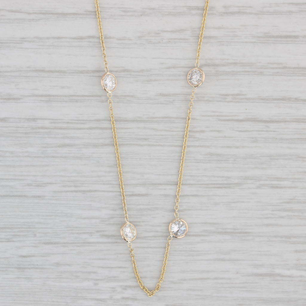 Light Gray New 1.95ctw Diamond By The Yard Station Necklace 14k Gold 17-19" Adjustable