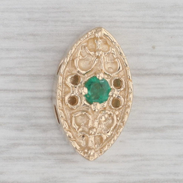 Gray Richard Klein 0.11ct Emerald Ornate Slide Bracelet Charm 14k Gold Vintage
