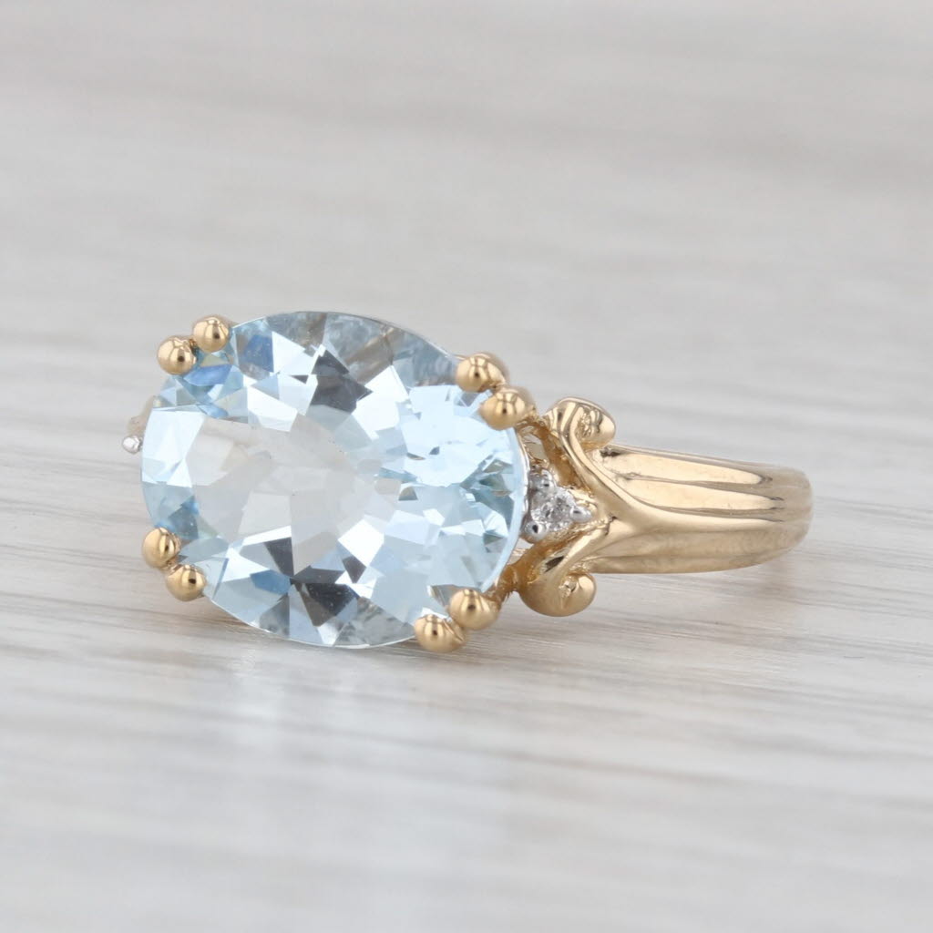 3.83ctw Oval Aquamarine Diamond Ring 14k Yellow Gold Size 8