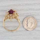 Gray 3.48ctw Pear Ruby Diamond Cluster Cocktail Ring 18k Yellow Gold Size 7.5 GIA