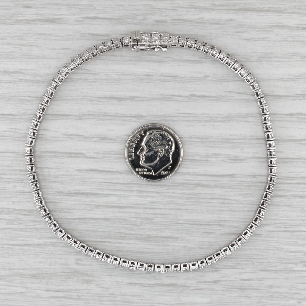 New 0.60ctw Diamond Tennis Bracelet 10k White Gold 8.75" 3mm