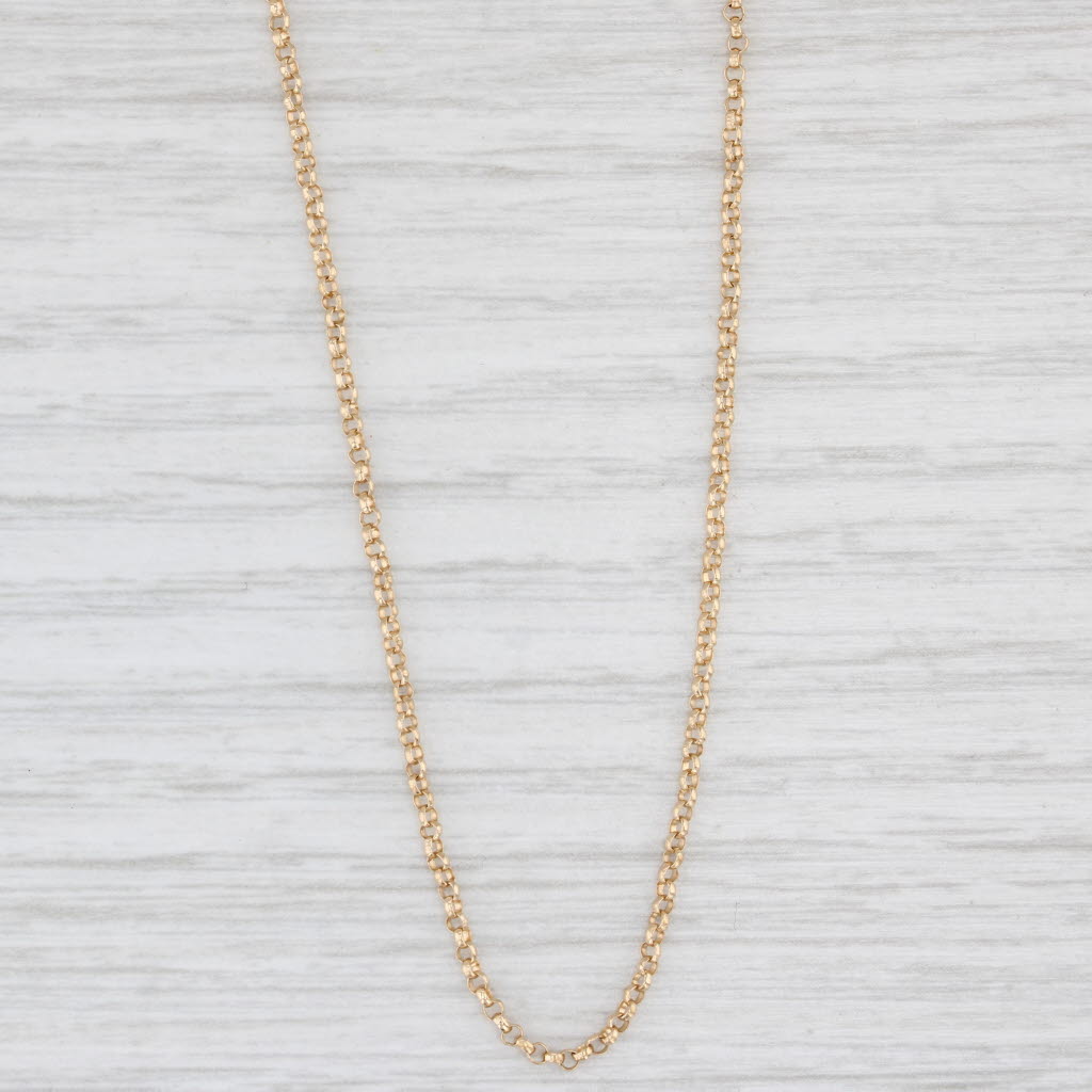 Light Gray Rolo Chain Necklace 18k Yellow Gold 1.5mm 18"