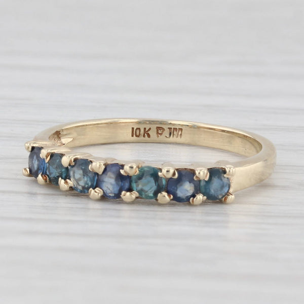 0.65ctw Blue Sapphire Ring 10k Yellow Gold Stackable Wedding Band