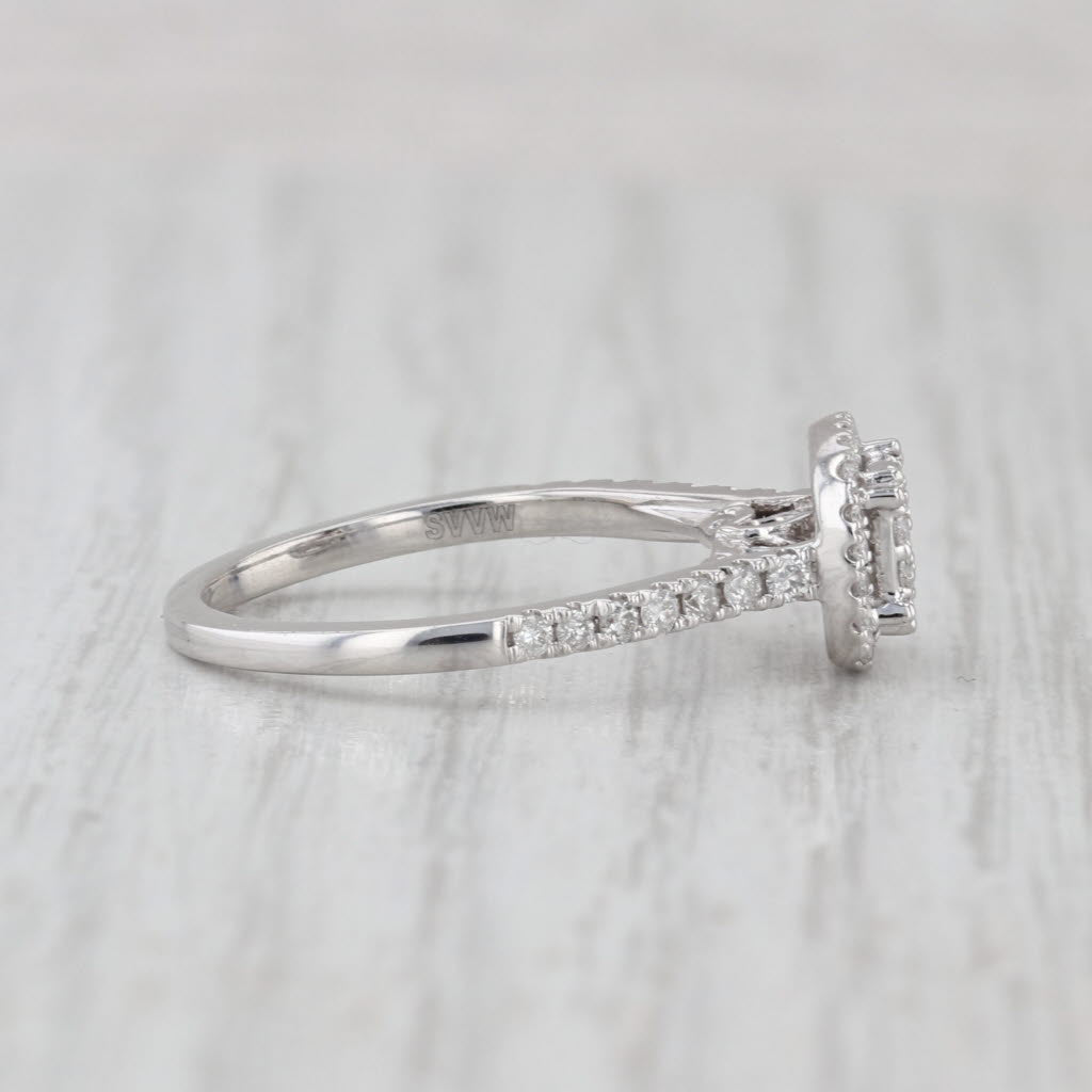0.39ctw Diamond Halo Engagement Ring 14k White Gold Size 7 Cathedral Band