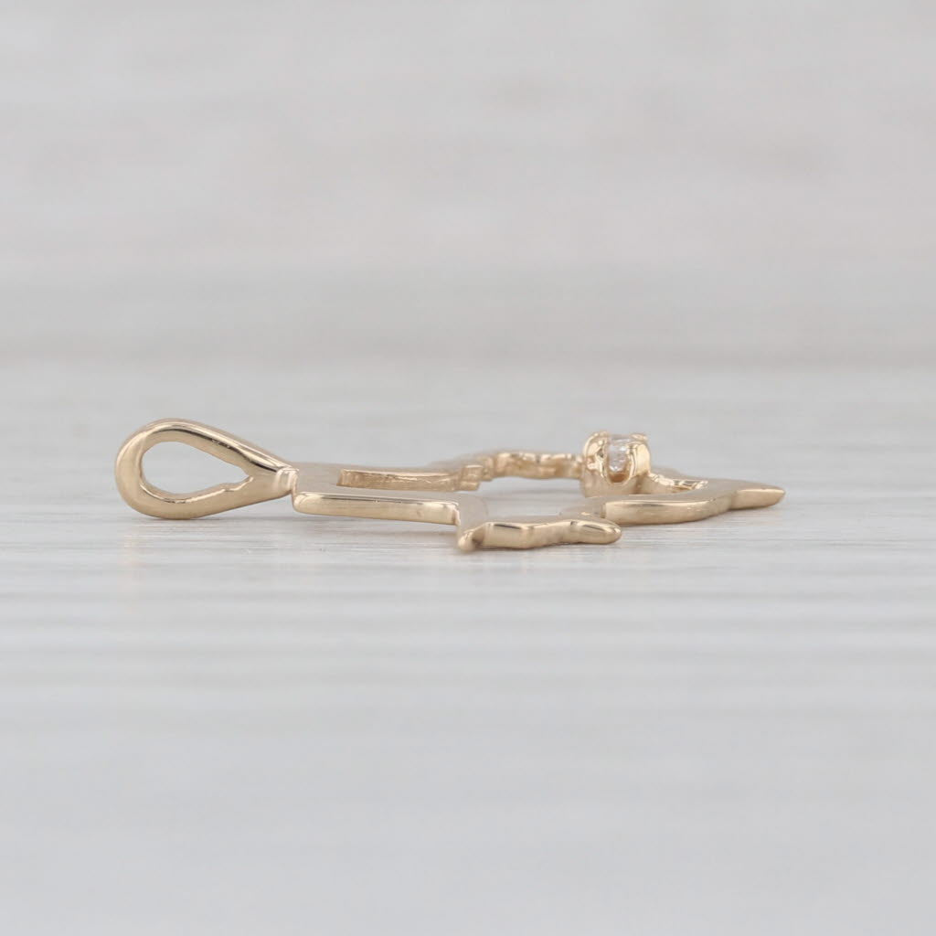 Diamond Texas Pendant 14k Yellow Gold Charm US State Souvenir