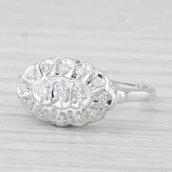 Vintage 0.18ctw Diamond Princess Ring 14k White Gold Size 6