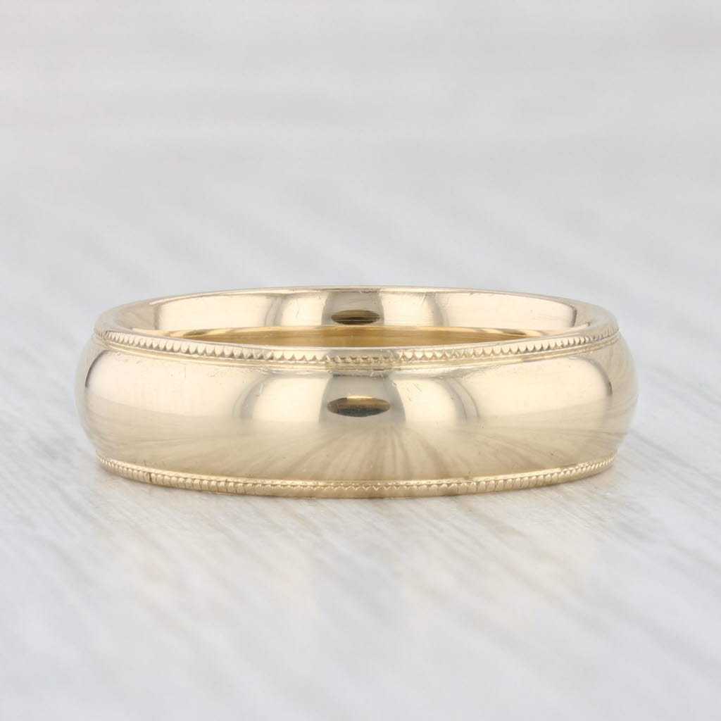 Light Gray Classic Men's Wedding Band 14k Yellow Gold Size 9 Comfort Fit Ring