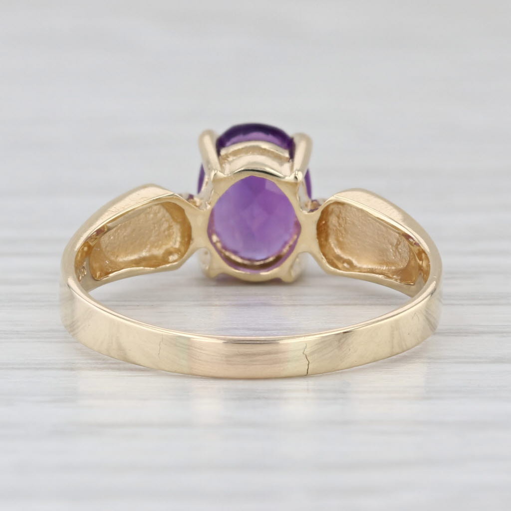 1.22ctw Oval Amethyst Diamond Ring 10k Yellow Gold Size 8.5
