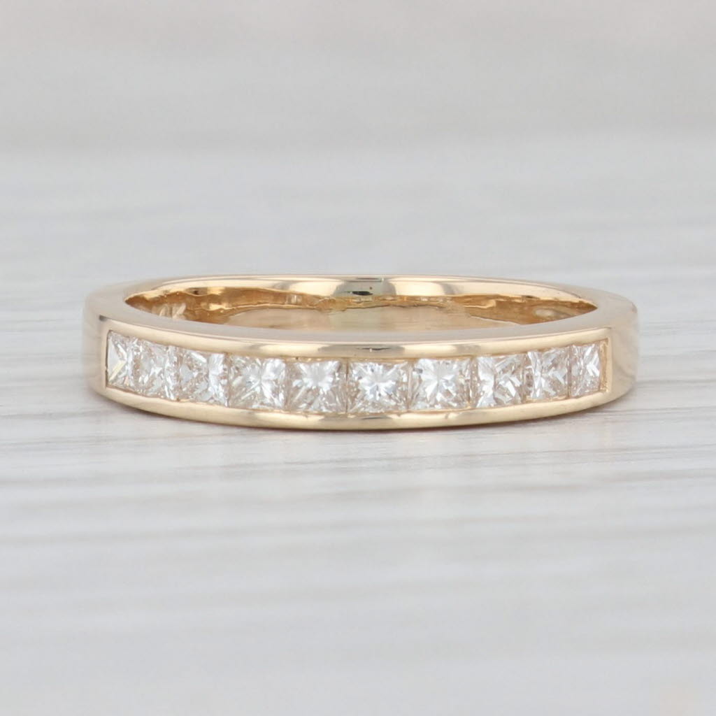 Light Gray 0.60ctw Princess Diamond Ring 14k Yellow Gold Size 5.75 Wedding Band