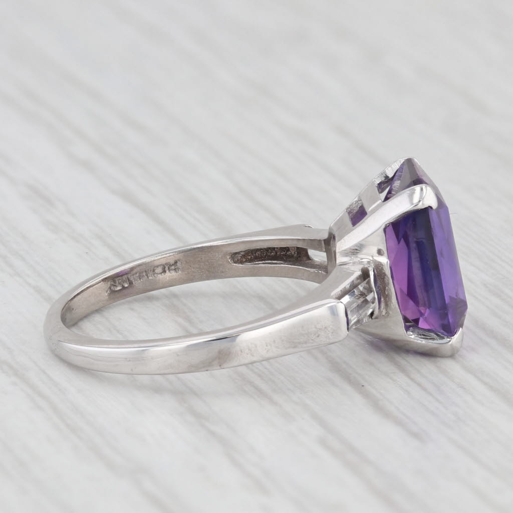 Light Gray 4.50ct Lab Created Purple Sapphire 10k White Gold Size 5.25