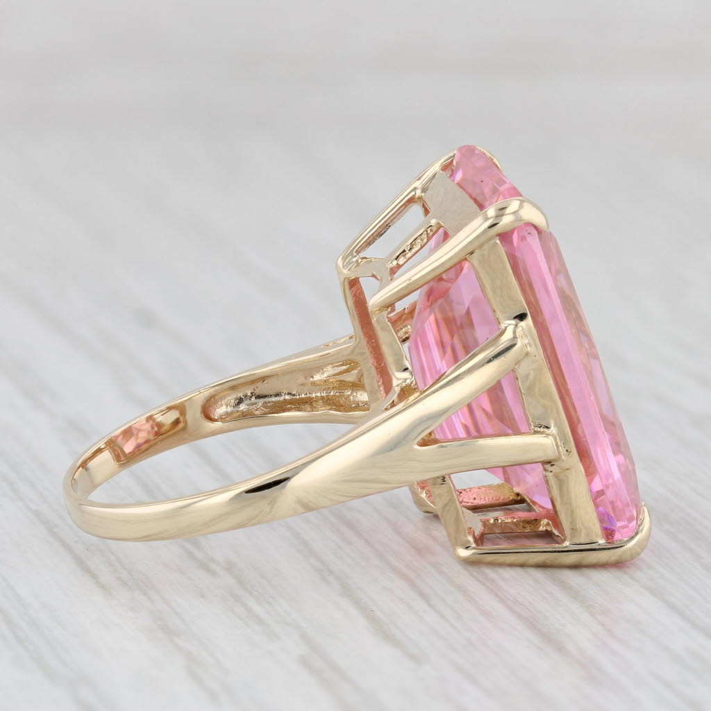 Light Gray 45.70ct Pink Ice CZ Ring 14k Yellow Gold Size 7.5 Cocktail