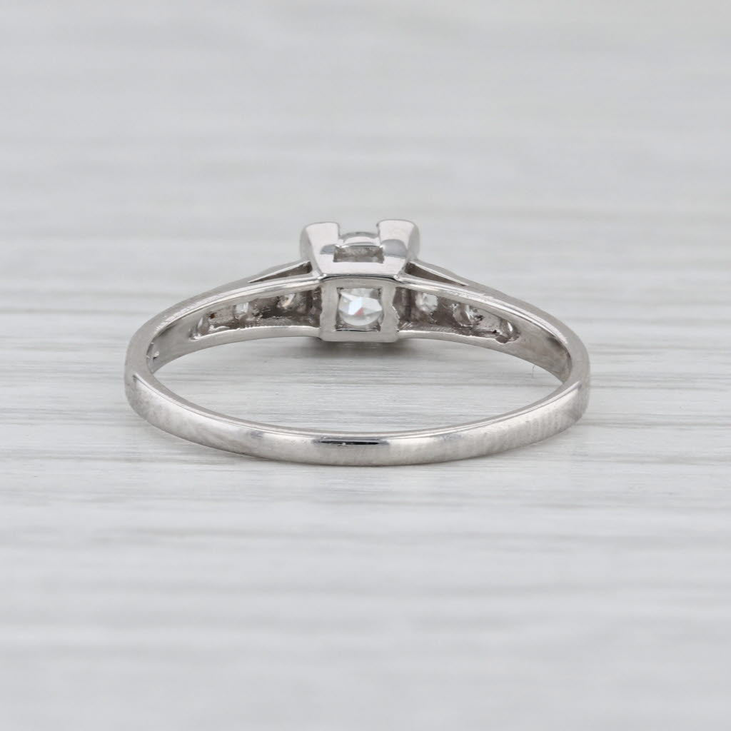 Vintage Art Deco 0.31ctw Transitional Round Diamond Engagement Ring Platinum
