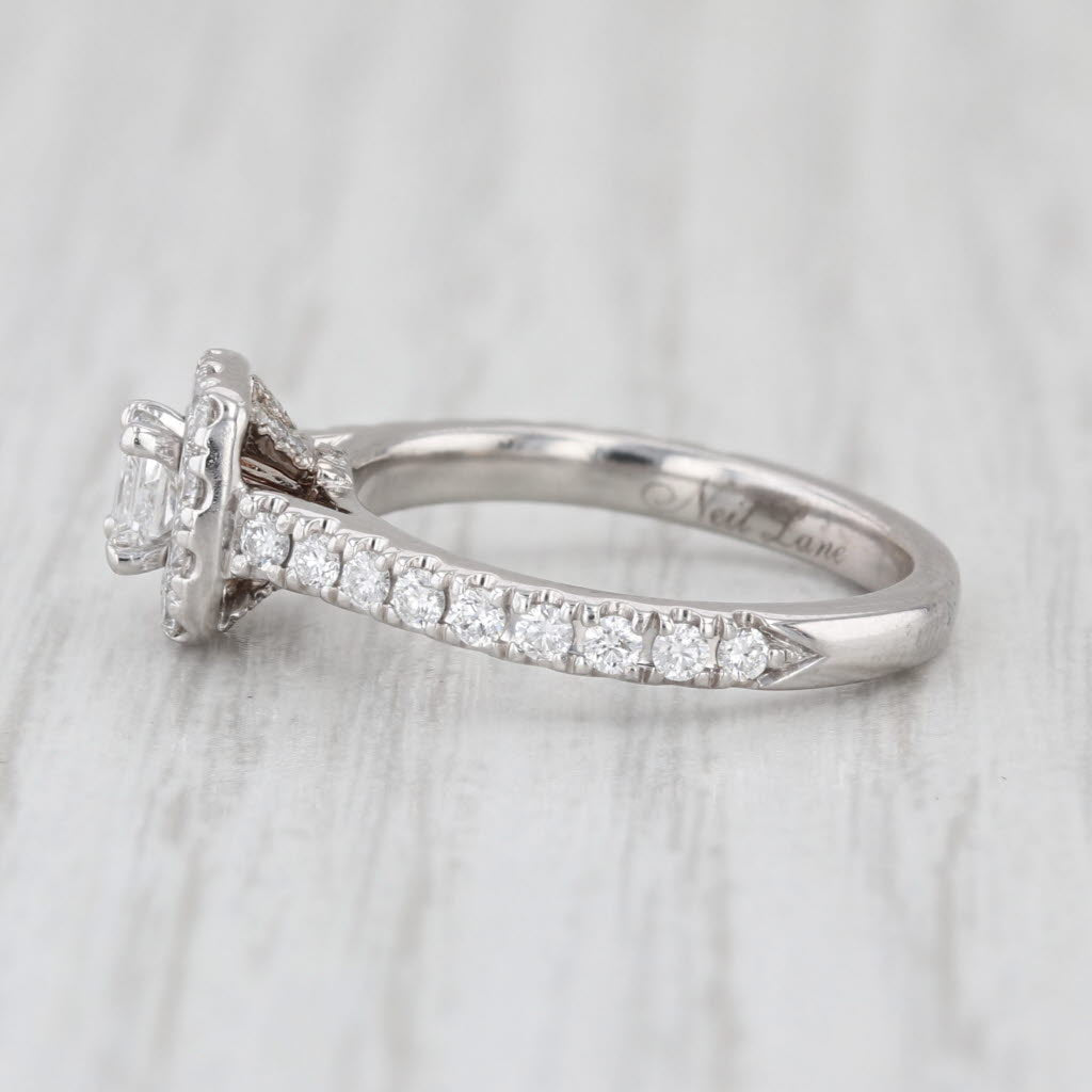 Neil Lane Princess Diamond Halo Engagement Ring 14k White Gold Size 5.25