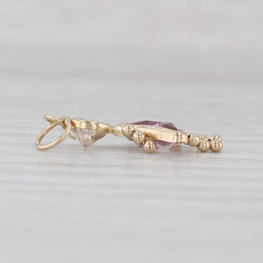 Cubic Zirconia Simulated Amethyst February Birthstone Girl 14k Gold Charm