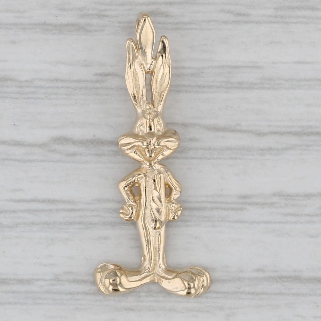 Gray Bugs Bunny Pendant 14k Yellow Gold Warner Brothers Cartoon Rabbit Souvenir