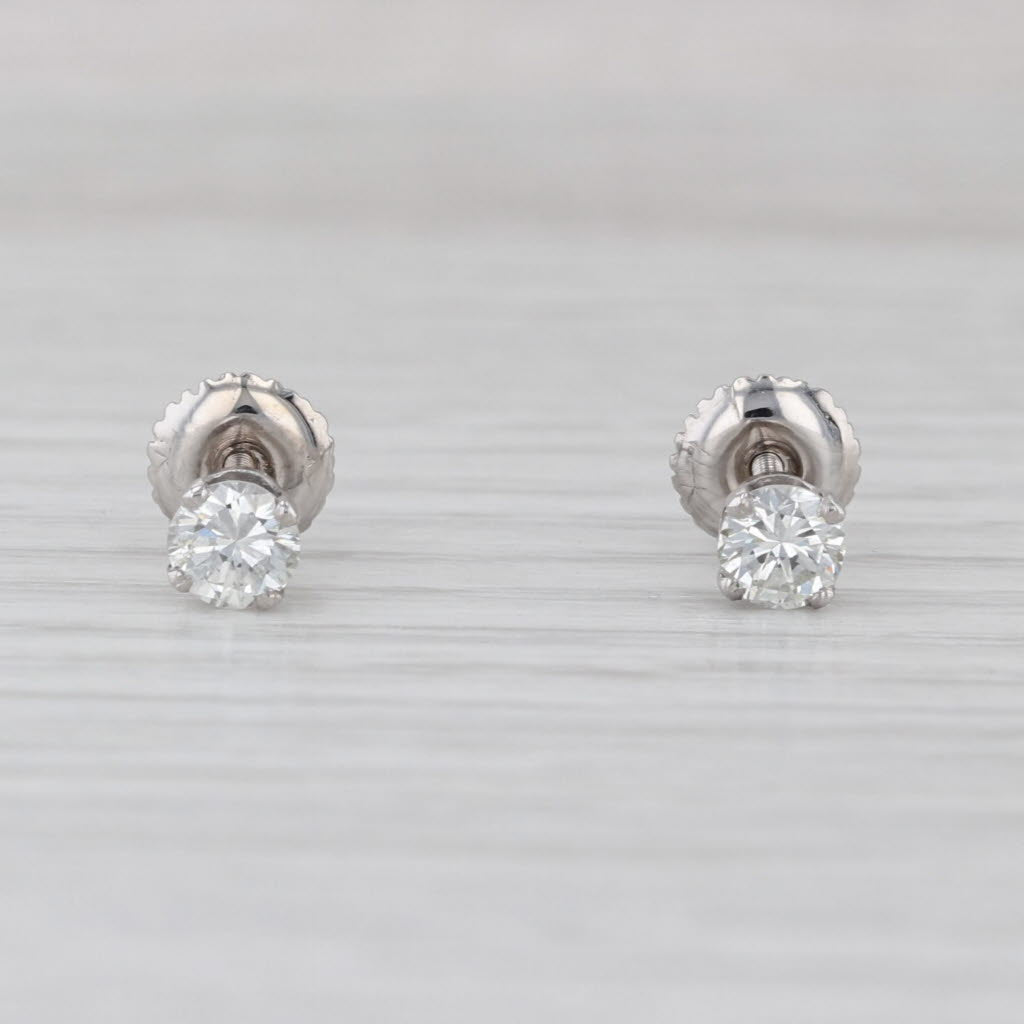 0.55ctw Diamond Stud Earrings 14k White Gold Round Solitaire Studs Screw Backs