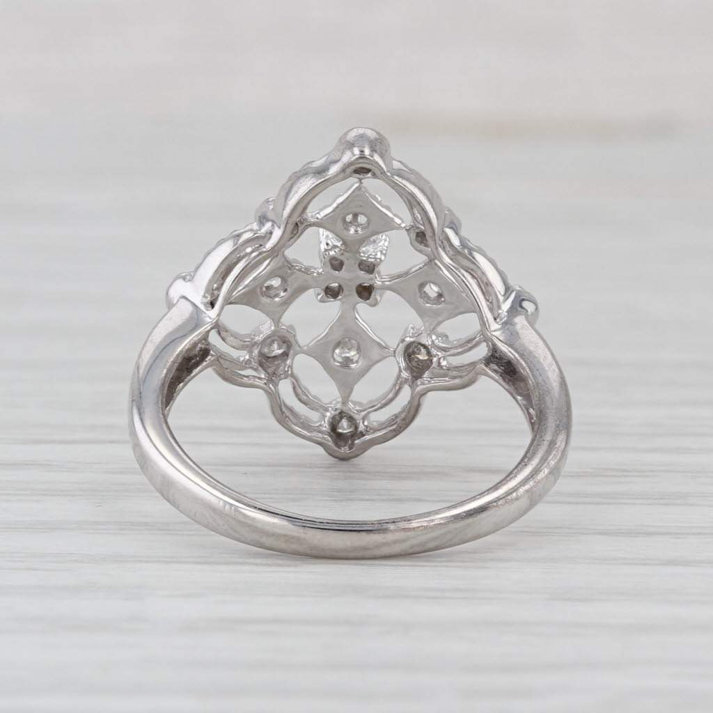 0.23ctw Diamond Openwork Filigree Style Ring 10k White Gold Size 7.25