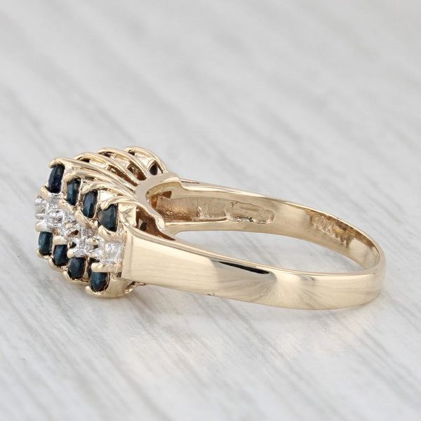 0.92ctw Blue Sapphire Diamond Ring 10k Yellow Gold Size 6.25 Tiered Pyramid