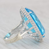 Sterling Silver Cocktail Portuguese Blue Glass Halo Statement Size 9.25 Ring