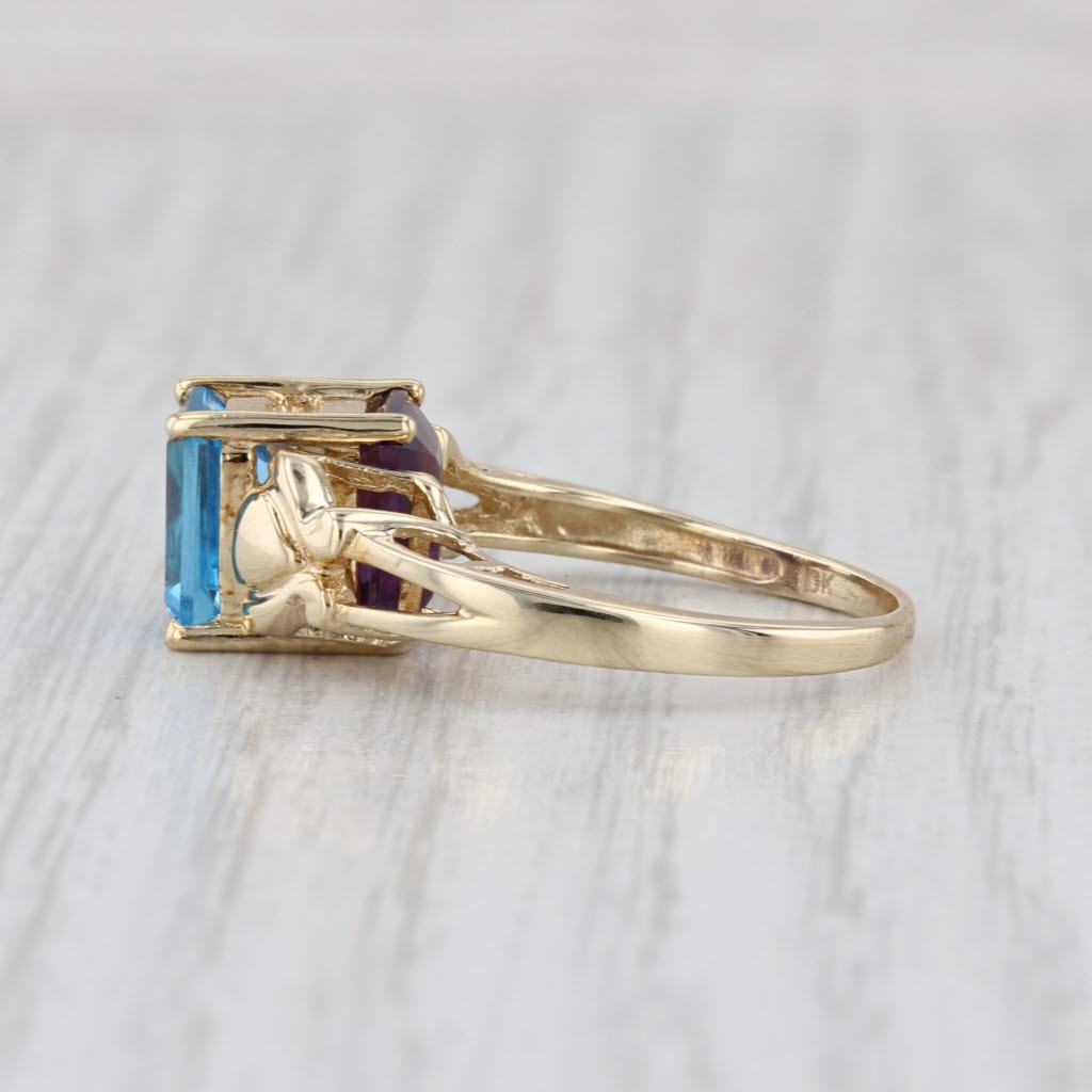 3.60ctw Reversible Amethyst Topaz Flip Ring 10k Yellow Gold Size 7.5