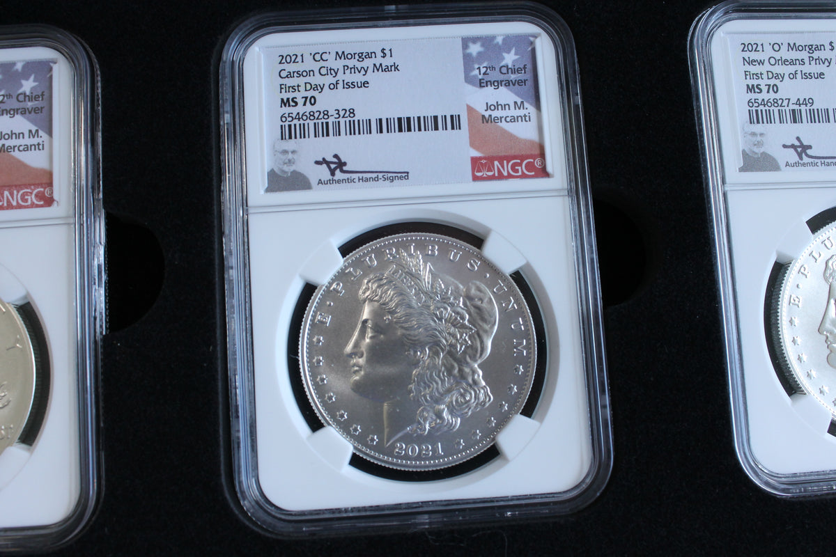 2021 $1 Morgan (5) & Peace (1) Silver Dollar Set NGC First Day of Issue MS70