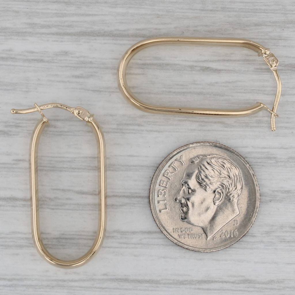 Gray Oval Hoop Earrings 14k Yellow Gold 14k Yellow Gold Snap Top Hoops