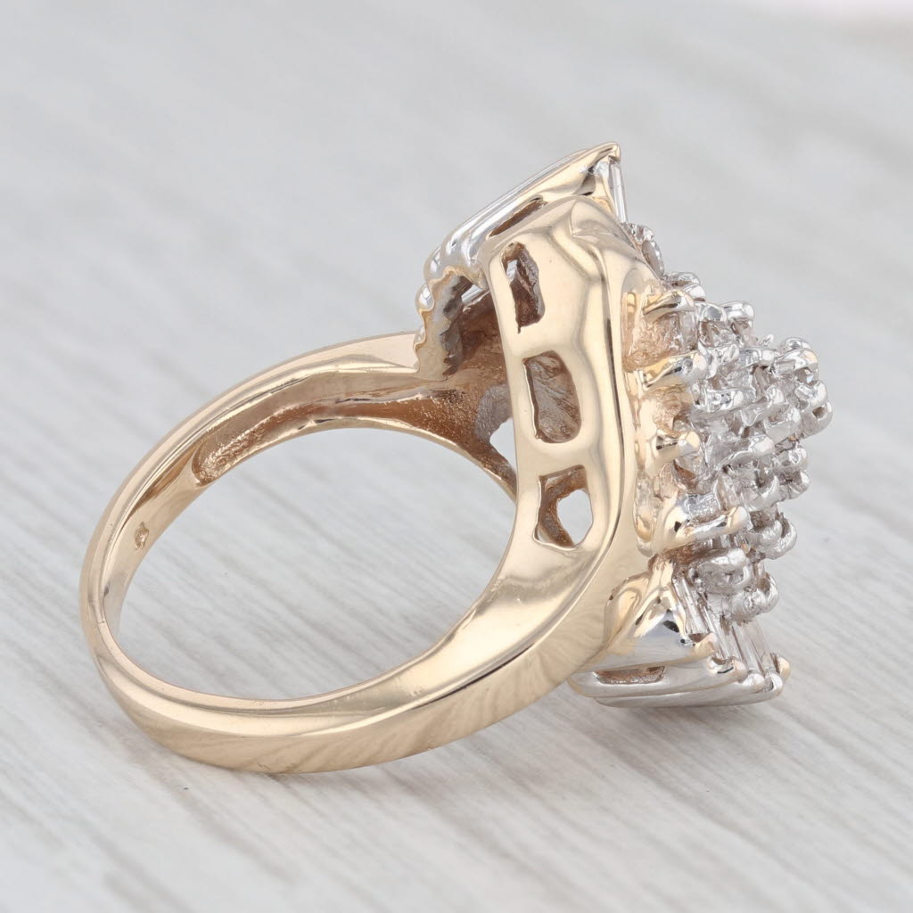 Light Gray 0.80ctw Diamond Cluster Ring 14k Yellow Gold Size 4.75 Cocktail