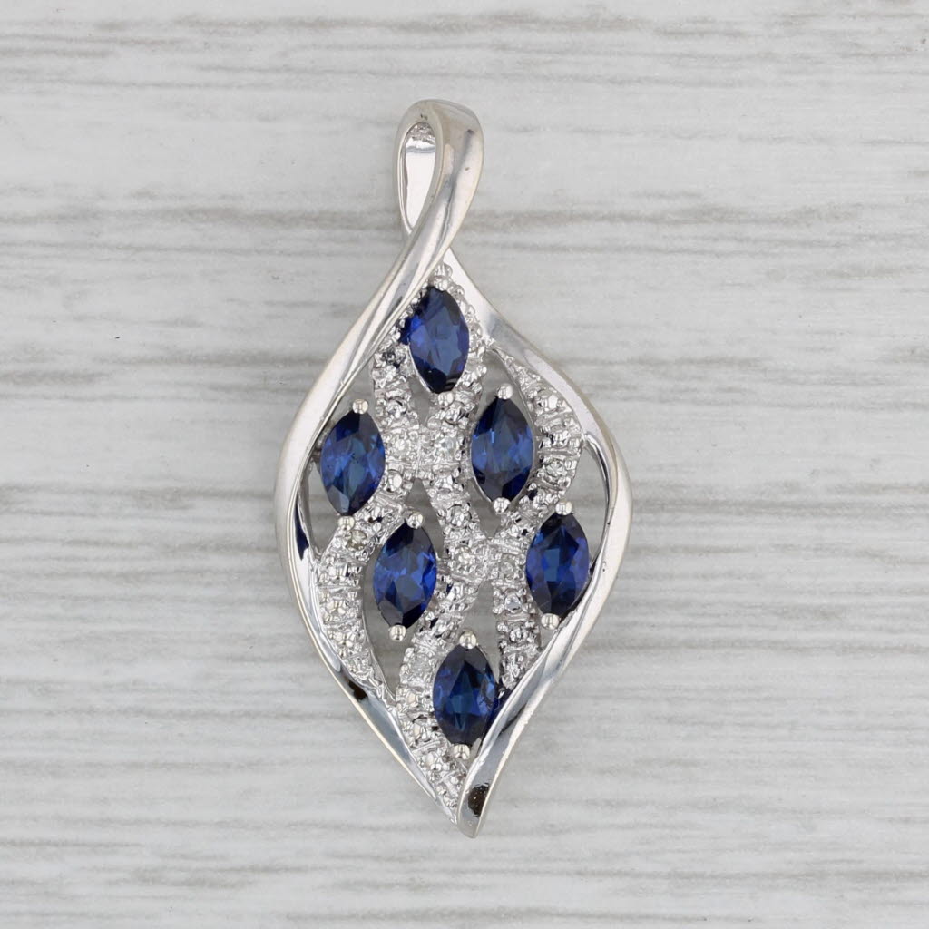 Gray 0.78ctw Lab Created Sapphire Diamond Pendant 10k White Gold