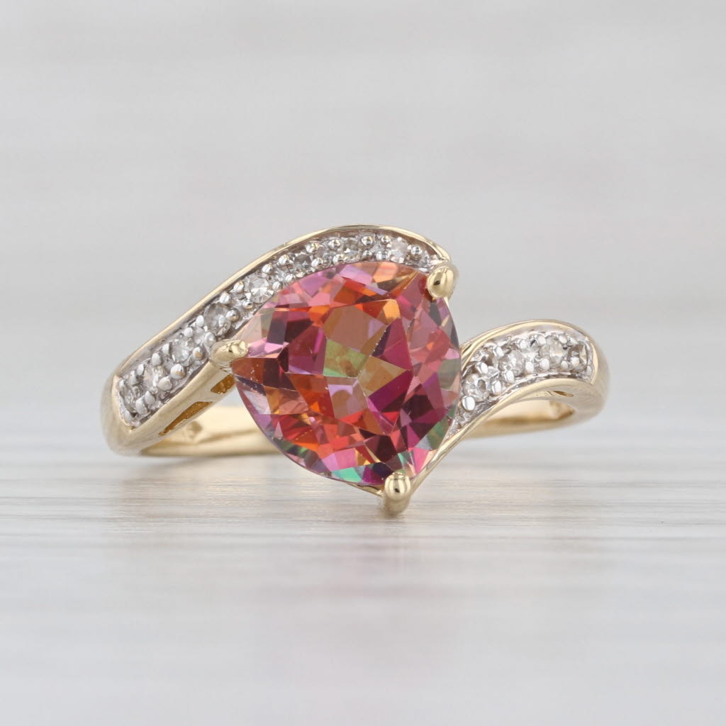 2.68ctw Mystic Topaz Diamond Bypass Ring 14k Yellow Gold Size 7.25