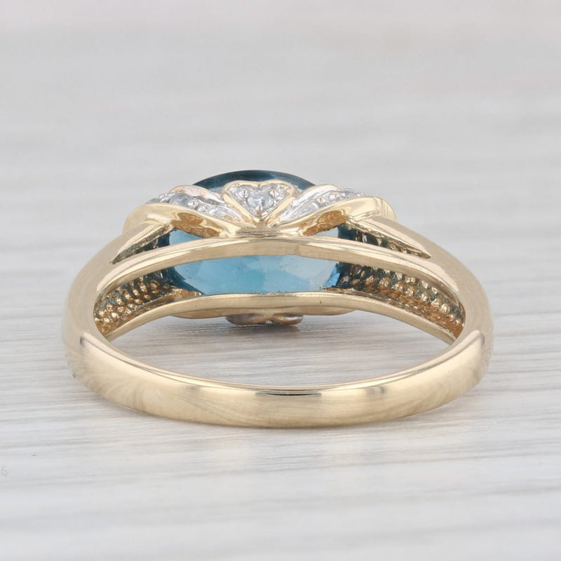 2.80ctw Oval Blue Topaz Diamond Ring 10k Yellow Gold Size 6.25