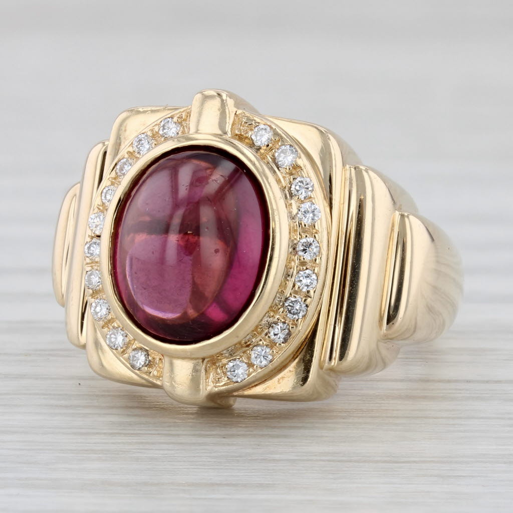 Gray 4.10ctw Rhodolite Garnet Diamond Halo Ring 14k Yellow Gold Size 7.5