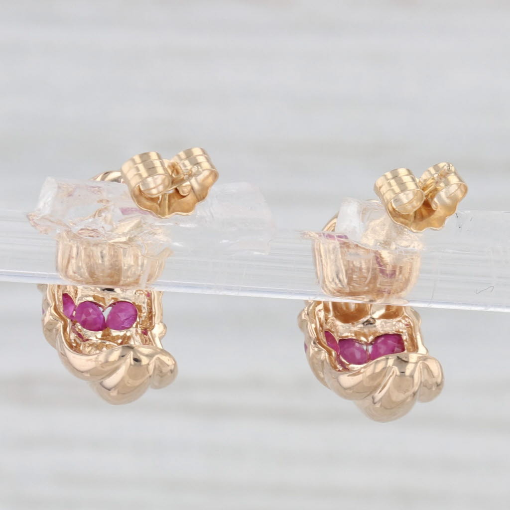 Light Gray Town & Country 0.50ctw Ruby J-Hook Earrings 14k Yellow Gold Drops