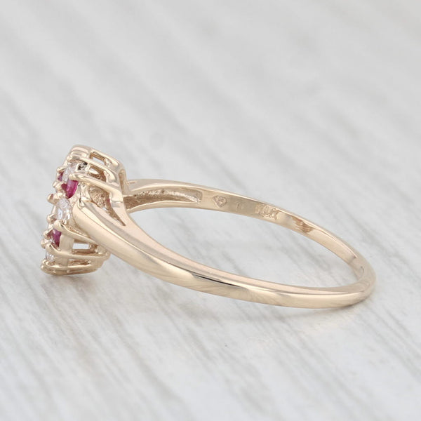 Lab Created Ruby Cubic Zirconia Heart Ring 10k Yellow Gold Size 7
