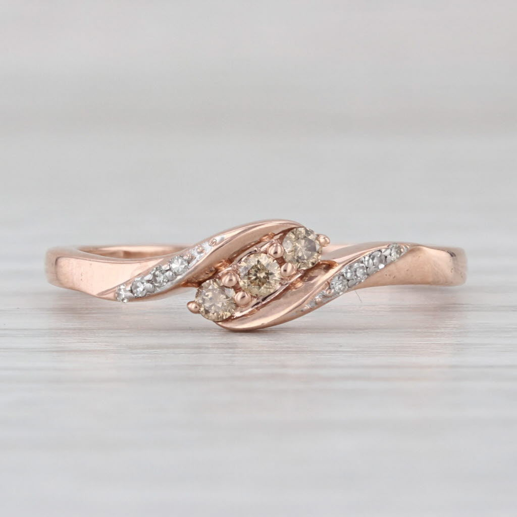 0.12ctw Diamond Bypass Ring 10k Rose Gold Size 6.75 Stackable