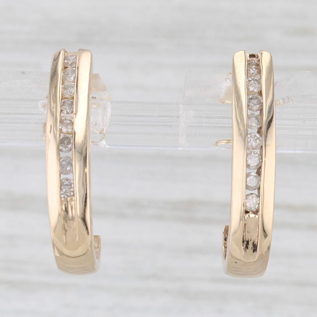 Light Gray 0.25ctw Diamond J-Hook Journey Earrings 10k Yellow Gold Drops