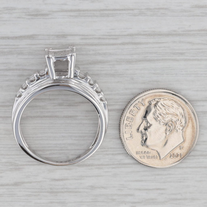 1.02ctw Diamond Engagement Ring 10k White Gold Size 7 Bridal Set Design