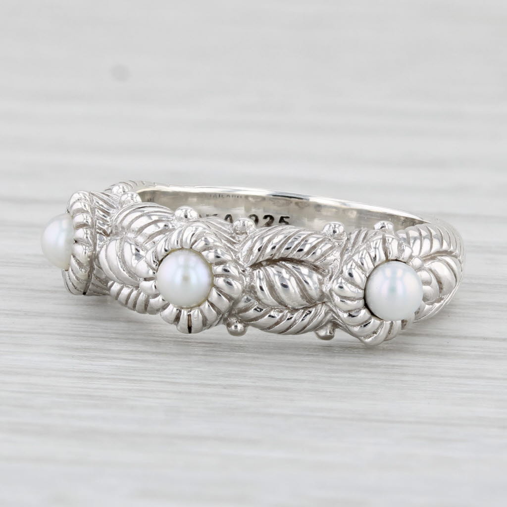Light Gray Judith Ripka Cultured Pearl Flower Ring Sterling Silver Size 7