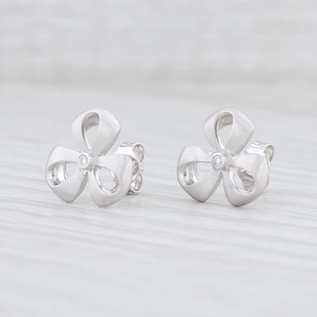 New Bastian Inverun Diamond Clover Earrings Sterling Silver 12701 Pierced Studs