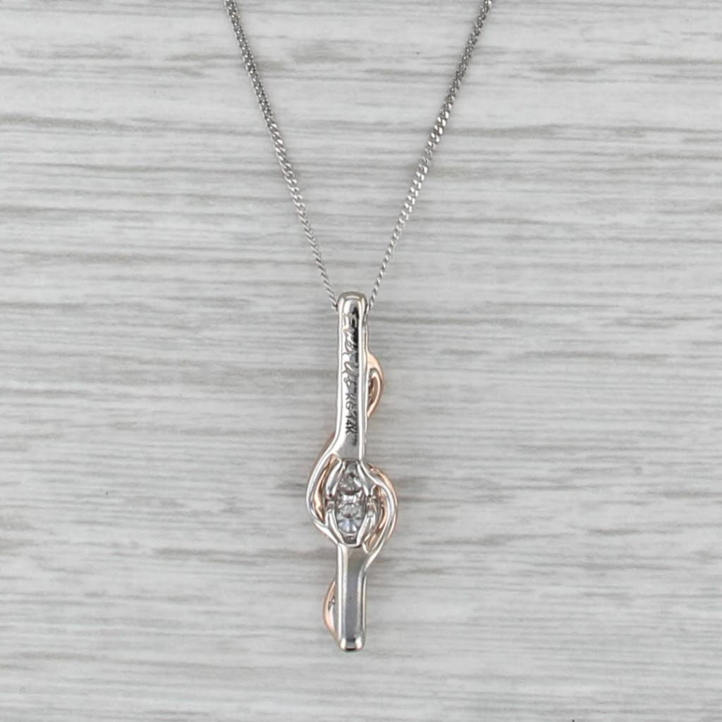 Ever Us 0.46ctw Diamond Journey Pendant 14k White Rose Gold 19-22" Curb Chain