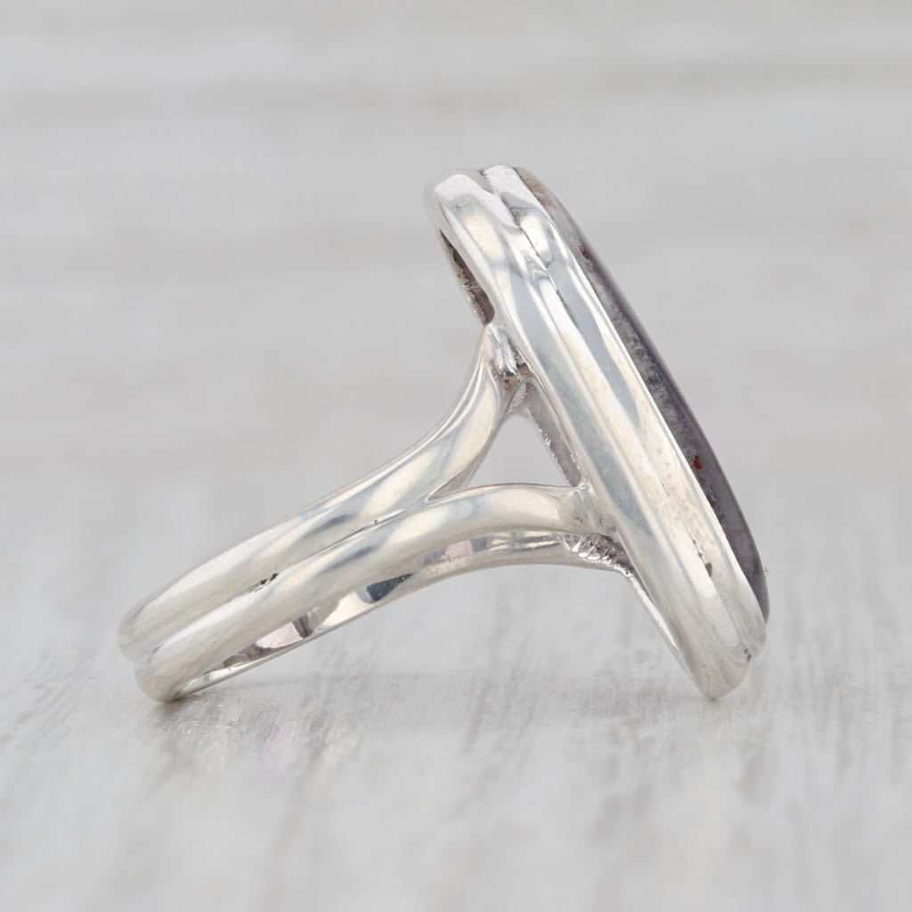 Quartz & Amethyst Statement Ring Sterling Silver Size 8.25