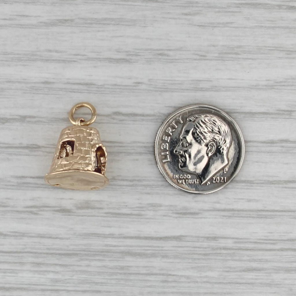 Vintage St Criox Sigar Mill Charm 14k Gold Bahamas Souvenir Pendant Opens