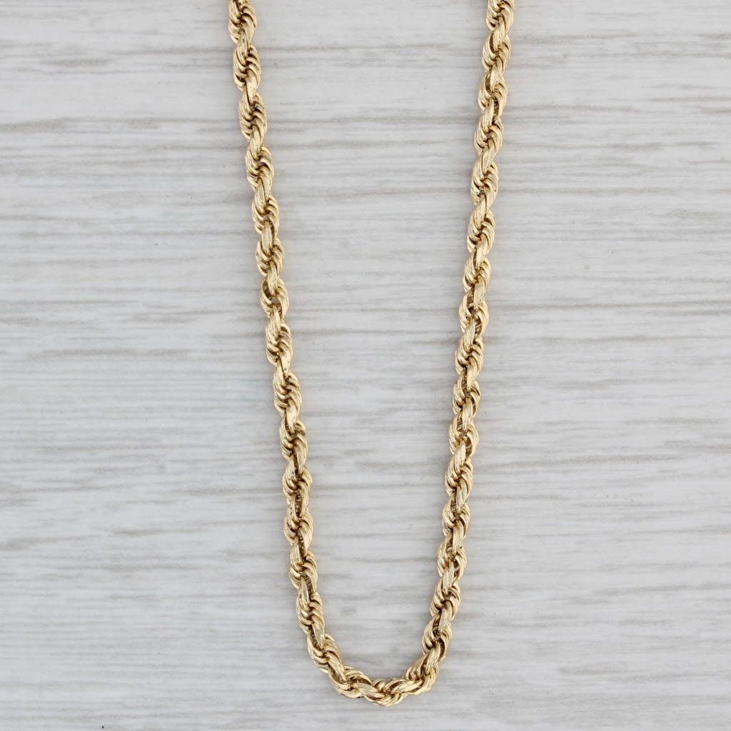 Gray 26.25" 2.1mm Rope Chain Necklace 14k Yellow Gold Lobster Clasp