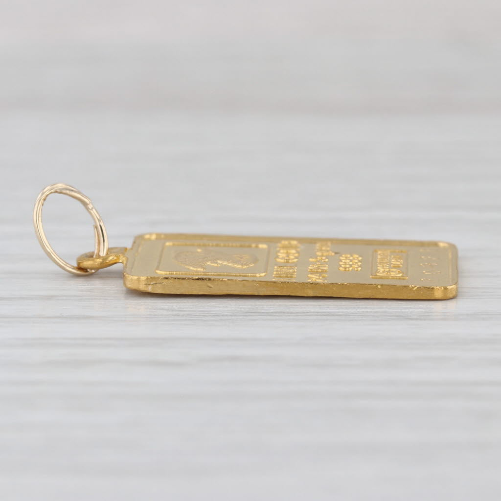 Columbia Eagle 24k 5 Gram Gold Bar Pendant 999 Fine Yellow Gold Charm