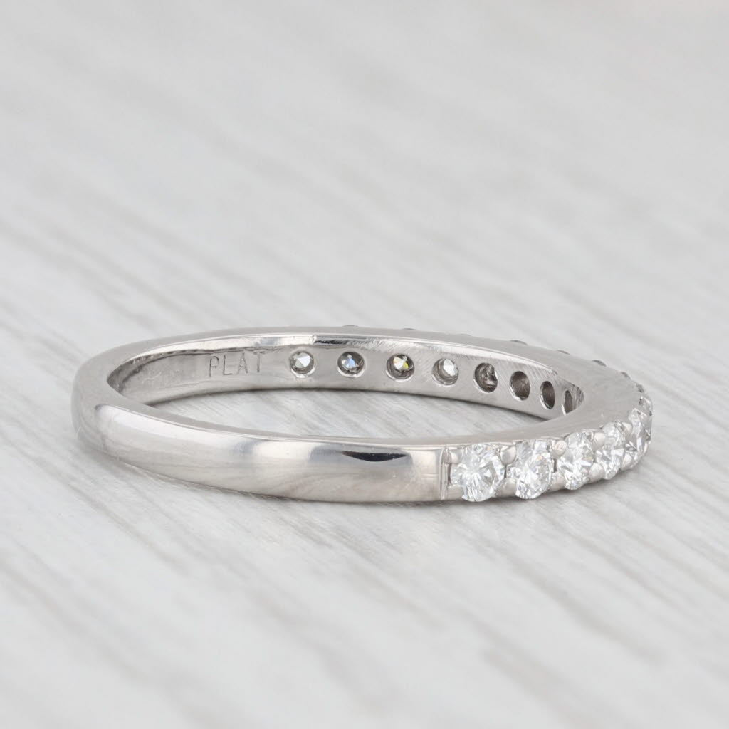 Light Gray 0.50ctw Diamond Wedding Band Platinum Size 6.5 Stackable Anniversary Ring