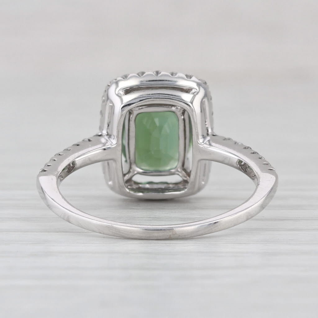 2.46ctw Green Tourmaline Diamond Halo Ring 14k White Gold Size 7.75