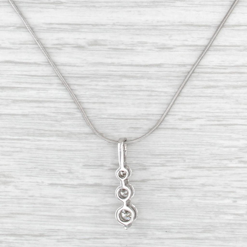 1.52ctw Diamond Graduateed 3-Stone Journey Pendant Necklace 14k White Gold 18"