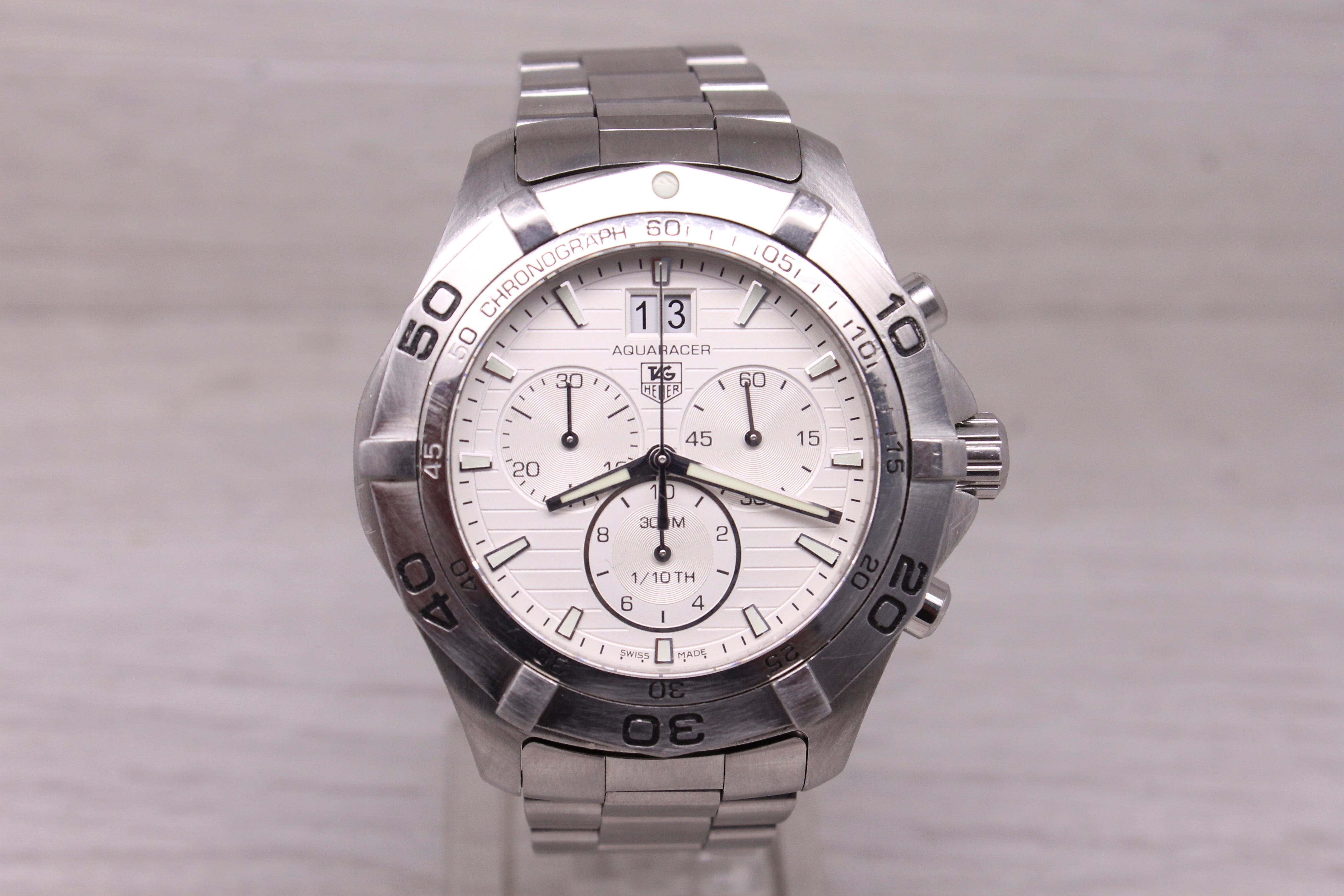 Tag Heuer Aquaracer 44mm Steel Mens Quartz Chronograph Watch w Bracelet CAF101F